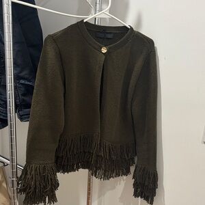 Green fringe Zara gold button top